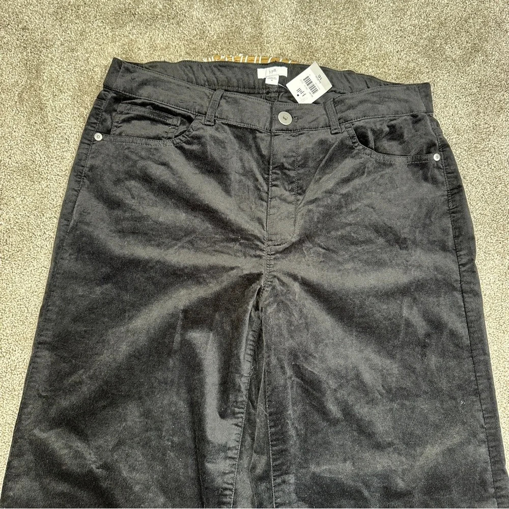 NEW J. Jill Velveteen High Rise Full Straight Leg Pants in Black Size 16 - Picture 4 of 16